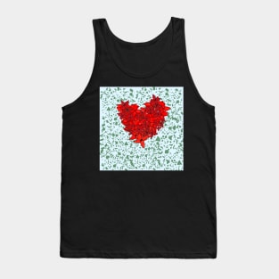 Red Heart flame of the woods flower pattern Tank Top